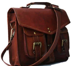 Borsa a tracolla uomo donna vera vintage marrone pelle messenger borsa portatile - Foto 1 di 5