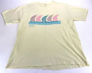 Vtg Lake Tahoe Shirt Yellow Medium Hanes Beefy Sz XL Single Stitch Sailboats - Picture 1 of 9