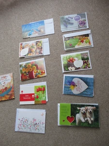 10 schöne Grußkarten, Klappkarten mit Umschlägen , +  Aufklebern, unbenutzt - Bild 1 von 2