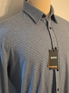HUGO BOSS Black TAG C-MAX-US NEW Men's Slim Fit CASUAL SHIRT Sz XL - Picture 1 of 19