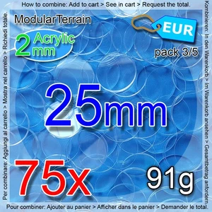 72x 2mm Clear Acrylic 25mm Round Base Warhammer 40k Wargame - Bild 1 von 5