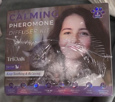 TriOak Calming Pheromone Diffuser Kit Feline Anxiety Relief 2 Pack Sealed Foto 1 de 3