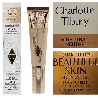 Charlotte Tilbury Beautiful Skin Foundation ~ 6 NEUTRAL ~ 1 fl oz ~ Authentic - Image 1 of 4