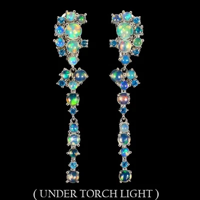 Orecchini in argento sterling 925 opale di fuoco rotondo 5 mm pietre... - Immagine 1 di 4