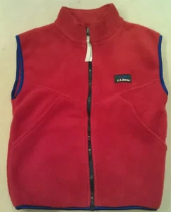 VTG USA L.L. Bean Red Fleece Vest Zip Up Vest Youth Kids Large Boys Girls EUC - Picture 1 of 10