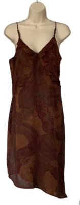 Kathie Lee Dress Women’s Missy Small (4-6) Brown Paisley Shark Bite Strap EX - Image 1 of 2