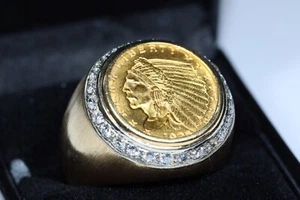 1925 Indian Head Gold Coin 14k Ring - Picture 1 of 6