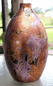 Vintage Gold and Black Foil Vase 15" Tall x 8" Wide - Picture 1 of 5