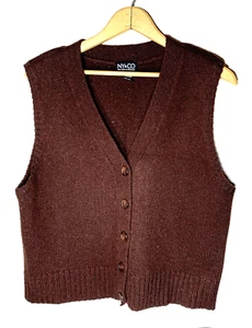 New York and Company Pullover Weste Damen XL braun 100% Wolle V-Ausschnitt Knopfleiste - Bild 1 von 7
