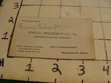 vintage business card: KNUT H. ANDERSON CO, INC, Manufacturing Jewelers 