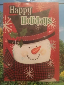 Bandera decorativa de jardín de gamuza ""Happy Holidays Snowman"" de Meadow Creek 12,6x18 - Imagen 1 de 2