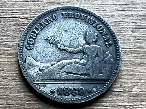 T2: Spain 1869 Silver Peseta. Free Shipping in U.S. - Picture 1 of 4