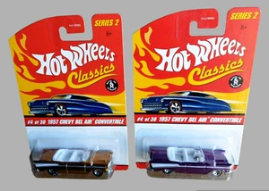 Hot Wheels 1957 Chevy Bel Air Convertible Classics Series 2 Purple & Gold Lot 2X - Picture 1 of 18