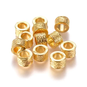 50 piezas Oro Aleación Tibetana Europeo Cuentas de Columna Grande Agujero Espaciador Sin Plomo 8x5 mm - Imagen 1 de 2