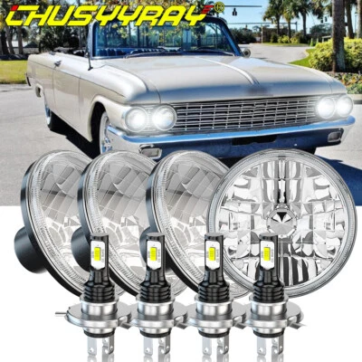 For Ford Galaxie 500 1962-1974 4pcs 5 3/4" 5.75 inch LED Headlight Hi/Lo Beam - Image 1 of 4