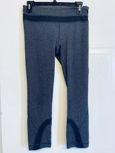 Lululemon Run: Inspire Crop II All Luxtreme Size 6 Giant Herringbone Black - Picture 1 of 10
