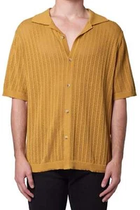 NEW Rolla's ROLLAS Mens Bowler Knit Short Sleeve Shirt - Gold - Picture 1 of 2