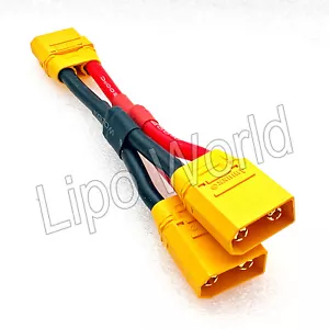 XT90 Buchse auf 2x Stecker parallel AMASS 10AWG !!! Adapter Kabel Ladekabel LiPo - Picture 1 of 2