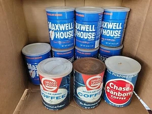 Coffee Cans Maxwell House Chase & Sanborn Grand Union 10 Unopened - Picture 1 of 11