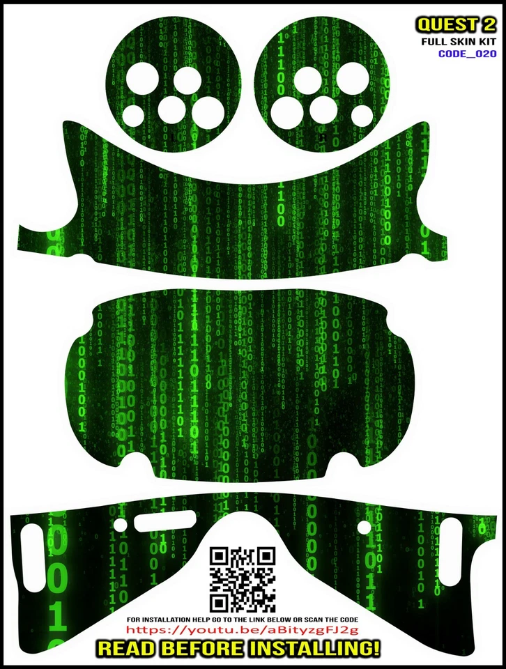 GAMERWRAPS Code020 full wrap Skin kit that fits the Oculus Quest 2 with controller skins