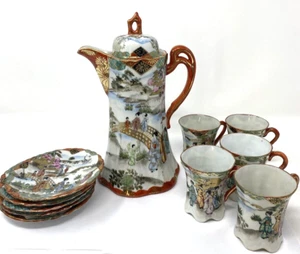 Antigua cafetera/chocolate japonesa Nippon pintada a mano de porcelana, 4 tazas - Imagen 1 de 11
