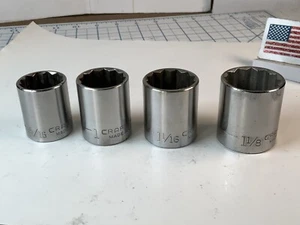 Craftsman 4pc 1/2 Drive 12pt SAE Sockets 15/16in. - 1-1/8in., "G", USA - Picture 1 of 6