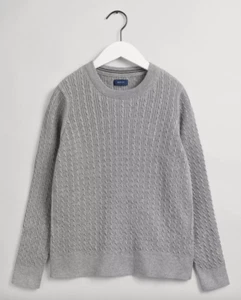 Gant Cable Knit Jumper Crew Neck Grey Womens 3XL New With Tag's RRP £89 - Picture 1 of 10