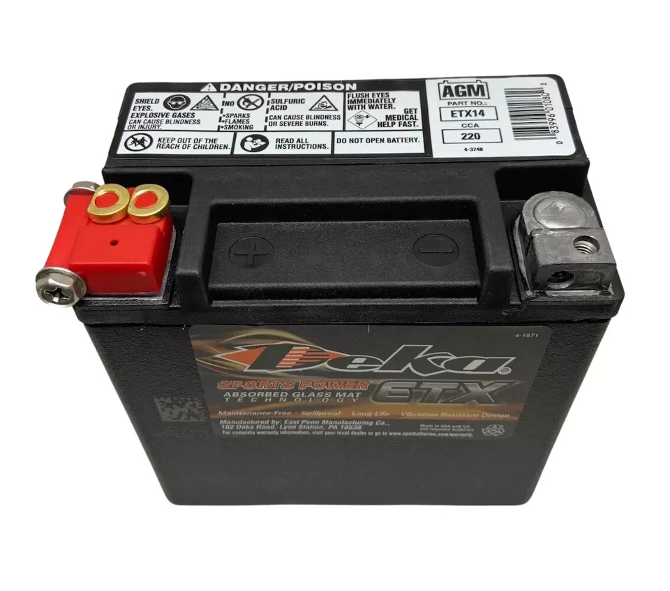 Deka ETX14 Battery OEM, also replaces Harley Davidson 65958-00 - Image 1 of 1