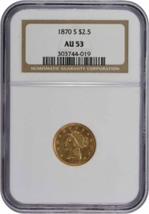 1870-S $2.50 Gold Liberty Head AU53 NGC - Picture 1 of 4