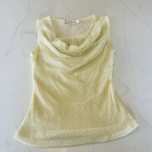 Nicole Miller Collection Mesh Neon Yellow Tank Top Small Petite 80’s Style - Bild 1 von 5