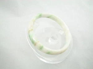 Genuine Natural Green Variegated Jade Round Eternity Bangle 56 mm #G392 - Picture 1 of 7