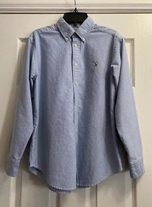 Ralph Lauren Youth Boy Button-Up Shirt Chambray Oxford Logo Sz 14 - Picture 1 of 19