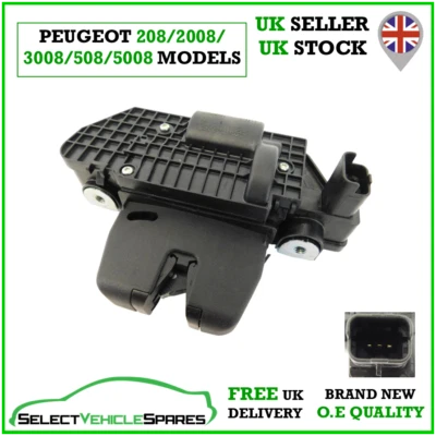OE NEW PEUGEOT 208/2008/3008/5008/508 (MK1) REAR TAILGATE BOOT LID LOCK - Image 1 of 4