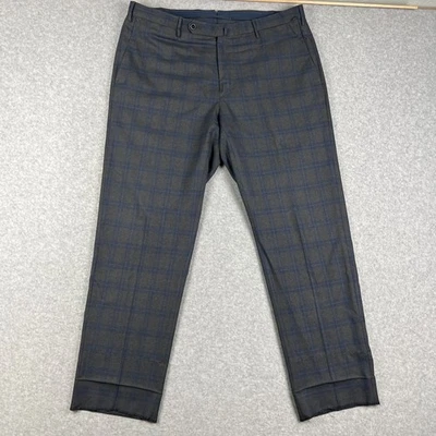 Pantalones de vestir de lana Incotex Slowear Super 130s 36x30 para hombre gris azul a cuadros Foto 1 de 4