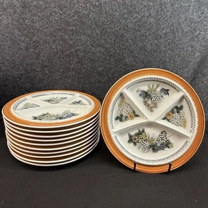 Vintage Goebel COUNTRY BURGUND Fondue Plate Divided Dinner West Germany 9" - Picture 1 of 6