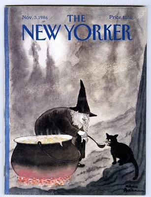 New Yorker magazine November 3 1986 Charles Addams Halloween witch black cat - Image 1 of 4