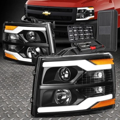 PARA 07-14 CHEVY SILVERADO LED DRL NEGRO ÁMBAR PROYECTOR LATERAL FAROS + JUEGO DE HERRAMIENTAS Foto 1 de 4