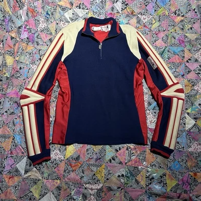 Vintage Spyder Padded Ski Sweater Pullover 100% Wool Size XL Navy Red White 80s - Image 1 of 4
