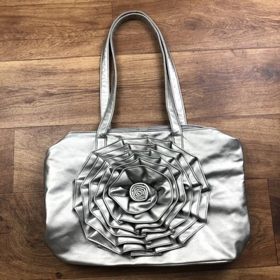 Bolso de Mano Bueno Plata Cartera Flor *Leer Foto 1 de 4