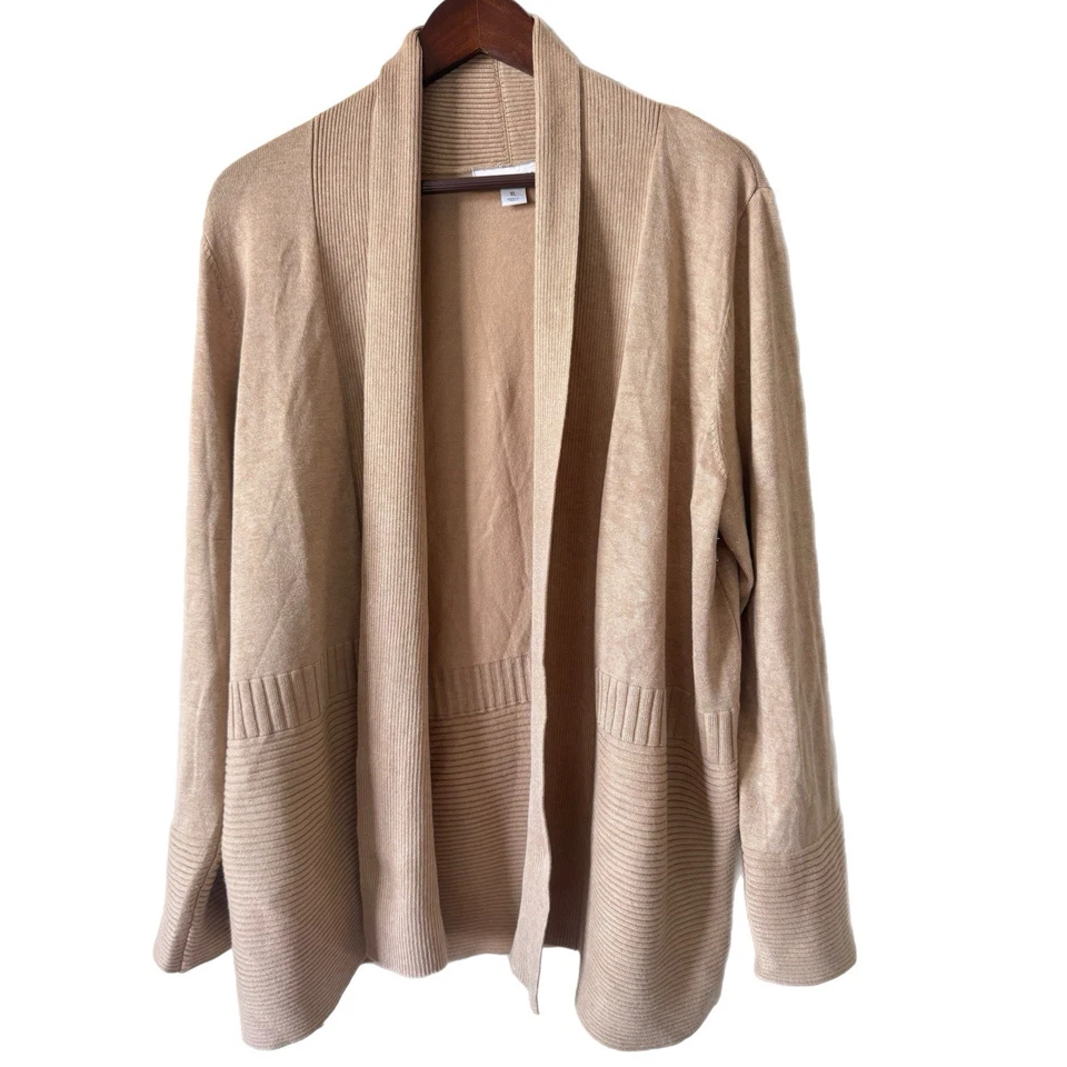 Cárdigan Liz Claiborne Topper Kimono Texturizado Acanalado Silencioso Lujo Neutro Talla XL Foto 1 de 4