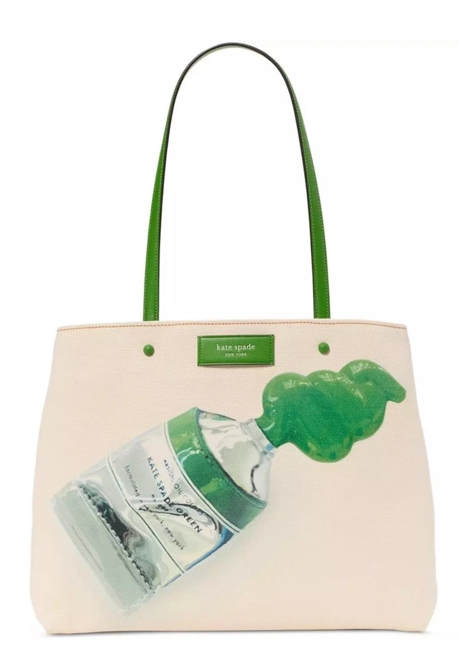 Bolso de Mano Kate Spade New York Squeeze Grande Ks Lona Pintura Verde Nuevo con Etiquetas Foto 1 de 4