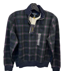 NWT Polo Ralph Lauren Boys 1/4 Zip Sweater Long Sleeve Blue Plaid Sz XL (16) - Picture 1 of 10