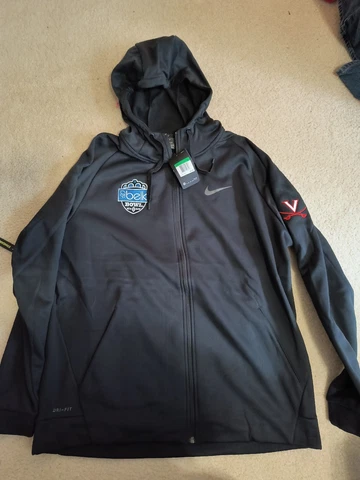 NWT Virginia UVa Cavaliers Football Team Issued Nike Belk Bowl Hooded Sweatshirt Cover