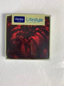 Denby lifestyle ruby chrysanthemum set of 4 square, coasters, new - Picture 1 of 4