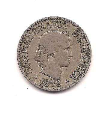 1879 Switzerland Ten Rappen--SCARCE 1st Year of Series!! - Image 1 of 2