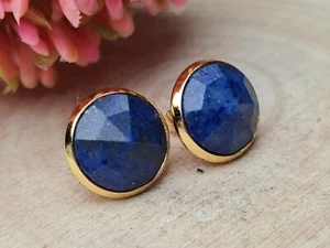 Gemstone Earrings Earrings Lapis Lazuli Blue Faceted Round Gold