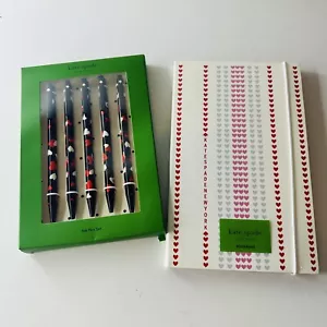 NWT Kate Spade New York Heart Pinstripe Take Note Notebook and ๐ pen set NEW - Picture 1 of 5