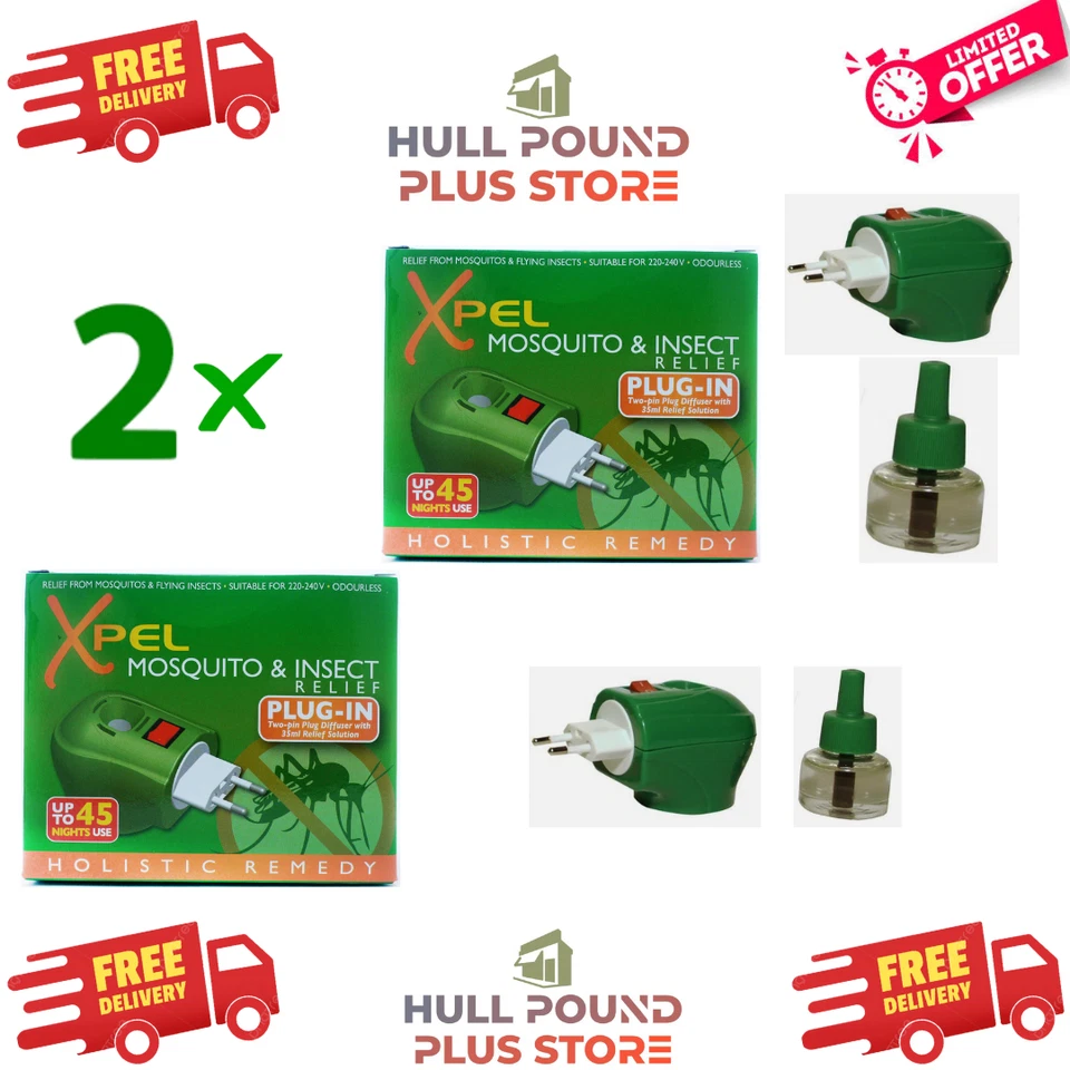 2x Xpel Mosquito & Insect Repellent 2pin Plug-In Diffuser Relief Solution - Image 1 of 1