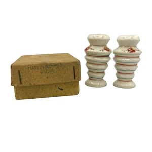 Salero y pimentero floral a rayas colmena tapón de corcho Japón ocupado vintage - Imagen 1 de 22