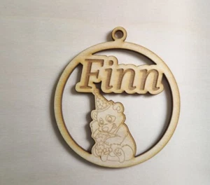 Weihnachtsbaumkugel personalisiert Gravur Weihnachten Deko Bär Kugel Namen - Bild 1 von 1